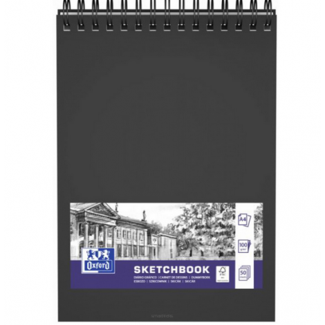 Szkicownik Oxford Sketchbook Podwójna Spirala A4/50 Czarny